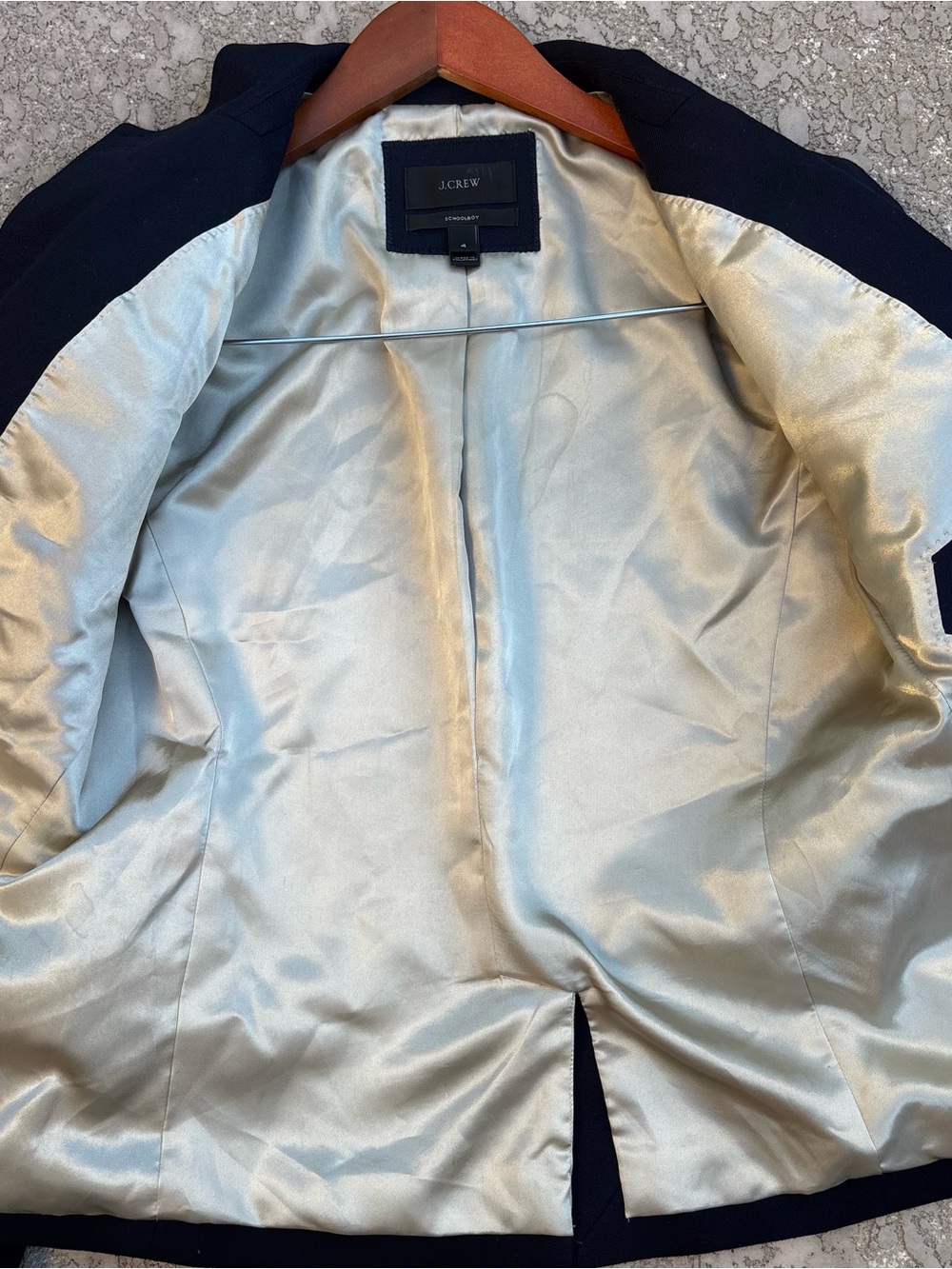 J. Crew Schoolboy Blazer Jacket Dark Navy Women's Size 4 Wool Gold Buttons - Picture 9 of 10